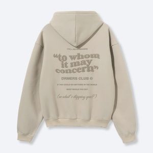 "TO WHOM IT MAY CONCERN" 2.0 ZIP-UP HOODIE - LIGHT OAT // SIZE MEDIUM